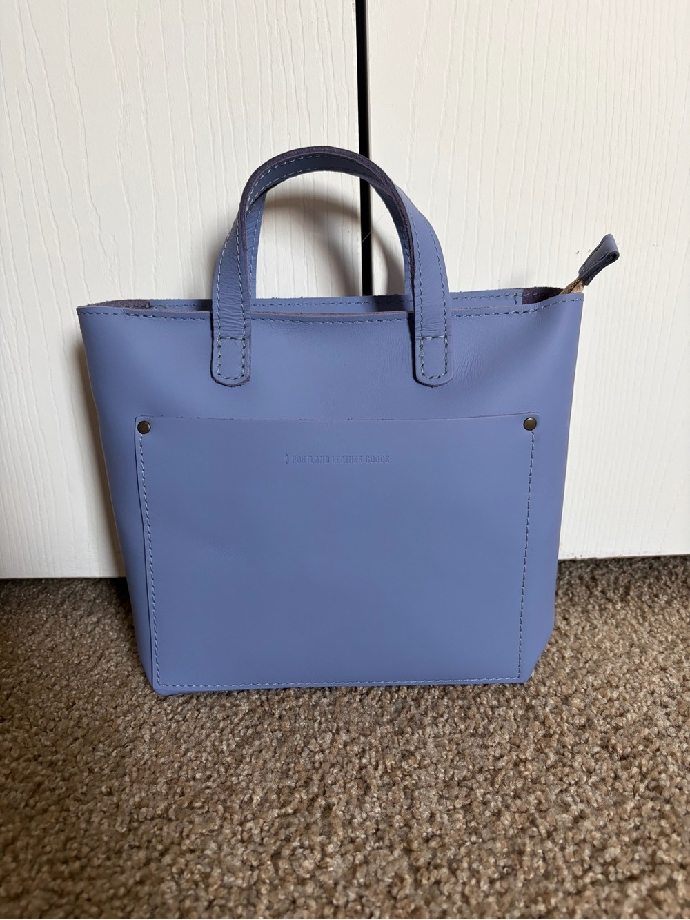 NWOT Portland Leather Goods Zipper Mini Crossbody Tote in Jacaranda 💜 RARE COLOR